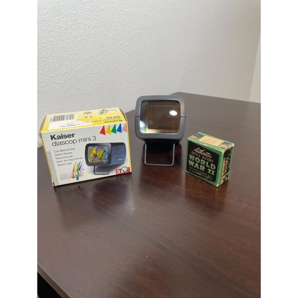 VTG Kaiser Diascop Mini 3 Slide Viewer With Authentic World War II Battle Histor - Picture 2 of 10